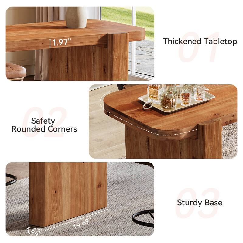 63" Solid Wood Bar Table, Rectangular Pub Table, High Top Bar Height Furniture - N/A