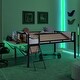 preview thumbnail 10 of 8, Stylish & Simple Single Full metal loft bed with rectangular desk, LED lights, storage shelves, safety guard and ladder, Natural