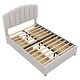 preview thumbnail 6 of 18, Upholstered Bed with 4 Storage Drawers,Wood Slat Support