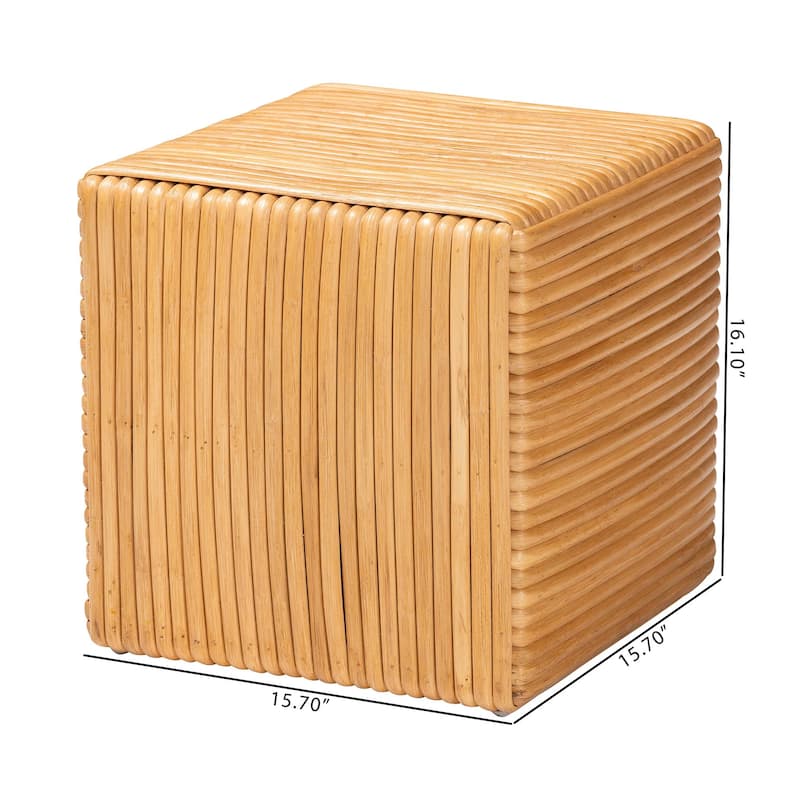 Karina Bohemian Light Honey Rattan Footstool