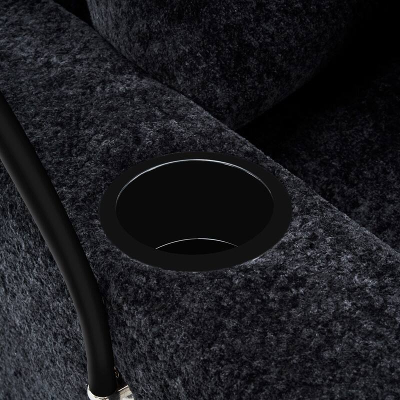 Chaise Lounge Chair Upholstered Modular Sofa with Cup & Phone Holders