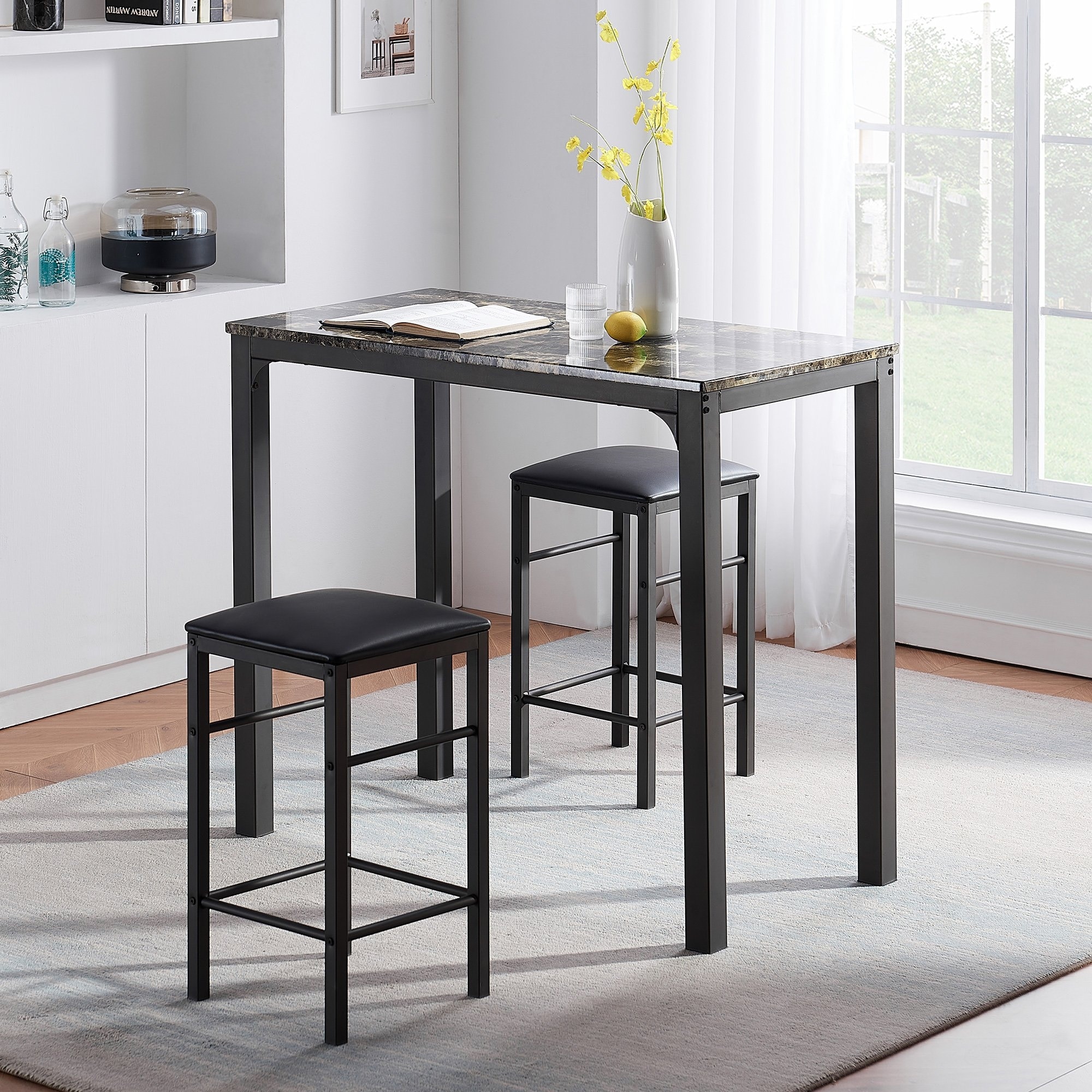 Details about  / VECELO Home Kitchen Bar Table Sets//Counter Dining Table Sets 3PCS 2 Options