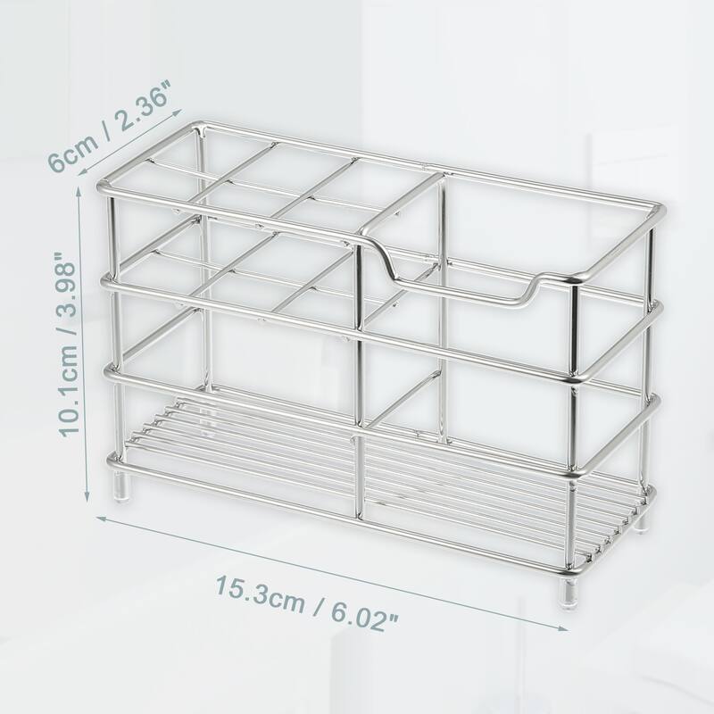 6 Slots 304 Stainless Steel Toothbrush Holder, Toothpaste Holder Stand, Bathroom Kitchen Accessories Organizer