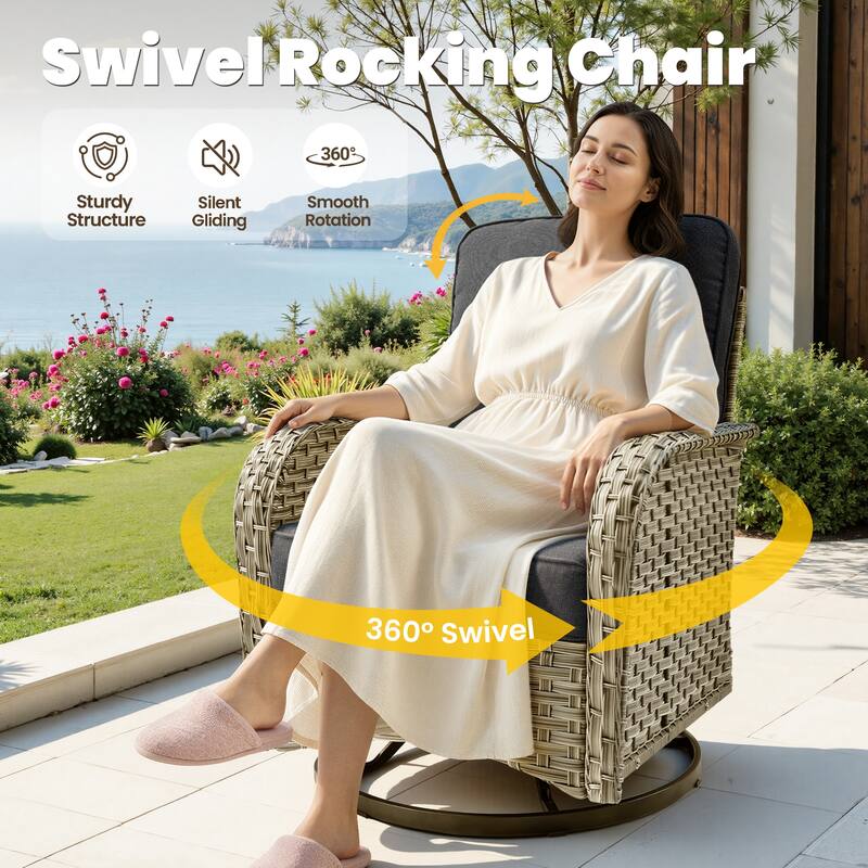 HOOOWOOO 9-piece Patio Swivel Chair Conversation Set