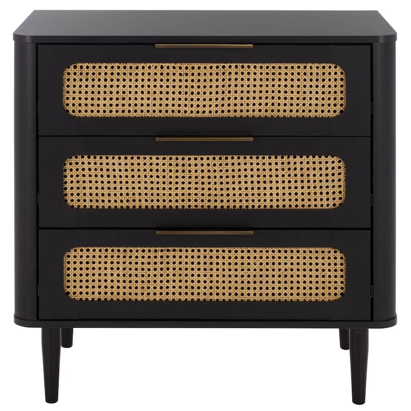 SAFAVIEH Home Brey 3-Drawer Chest - Black/Brass