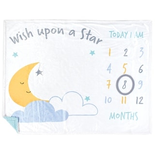 Hudson Baby Infant Plush Holiday and Milestone Blanket, Wish Upon A Star, One Size - Wish Upon A Star - One Size