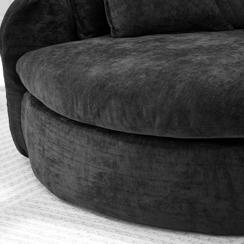 Roomfitters Oversized Round Chaise Sofa 59.8" Upholstered Loveseat with 8 Pillows, Accent Chair for Living Room