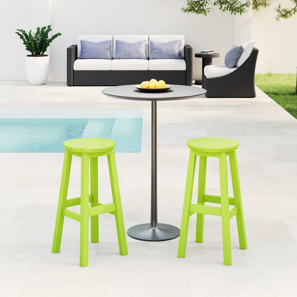 Laguna Hdpe All Weather Outdoor Patio 29" Round Bar Stool (Set Of 2)