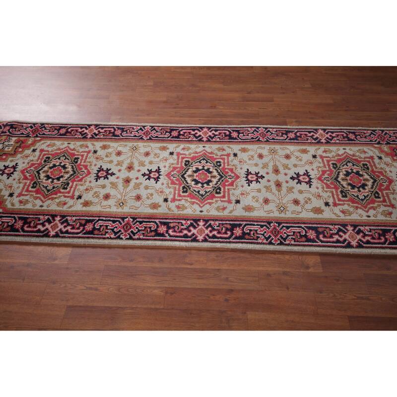 Kazak Indian Runner Rug Hand-Knotted Wool Carpet - 2'7"x 8'0"