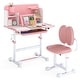 preview thumbnail 3 of 28, Costway Kid’s Study Desk & Chair Set with Tilt Desktop, Pen Holder & - See Details Pink