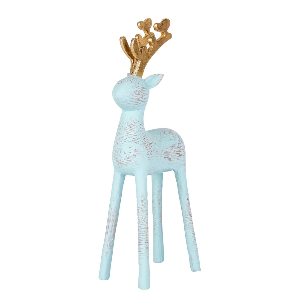 National Tree Company 9 in. Woodgrain Reindeer Décor, Blue - 9 in