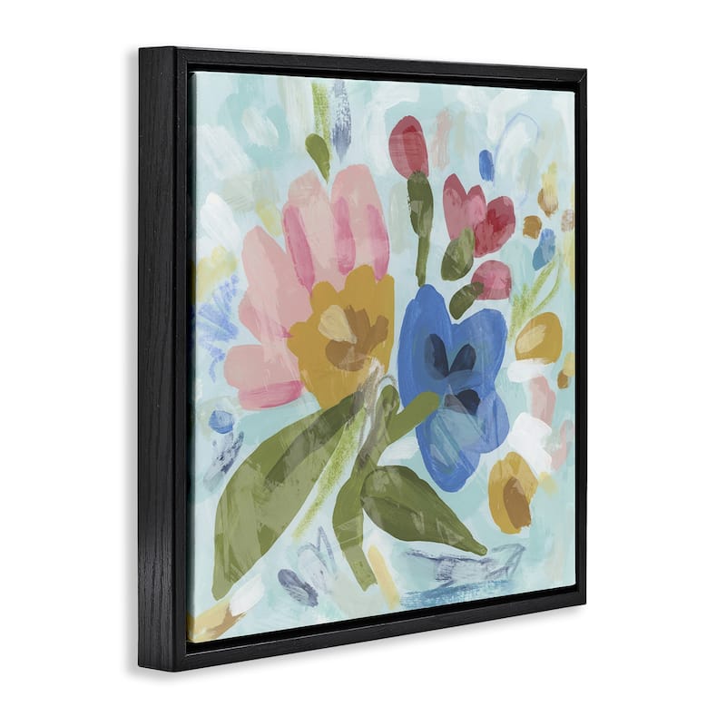 Stupell Stylish Pop Flowers Framed Floater Canvas Wall Art Design By June Erica Vess