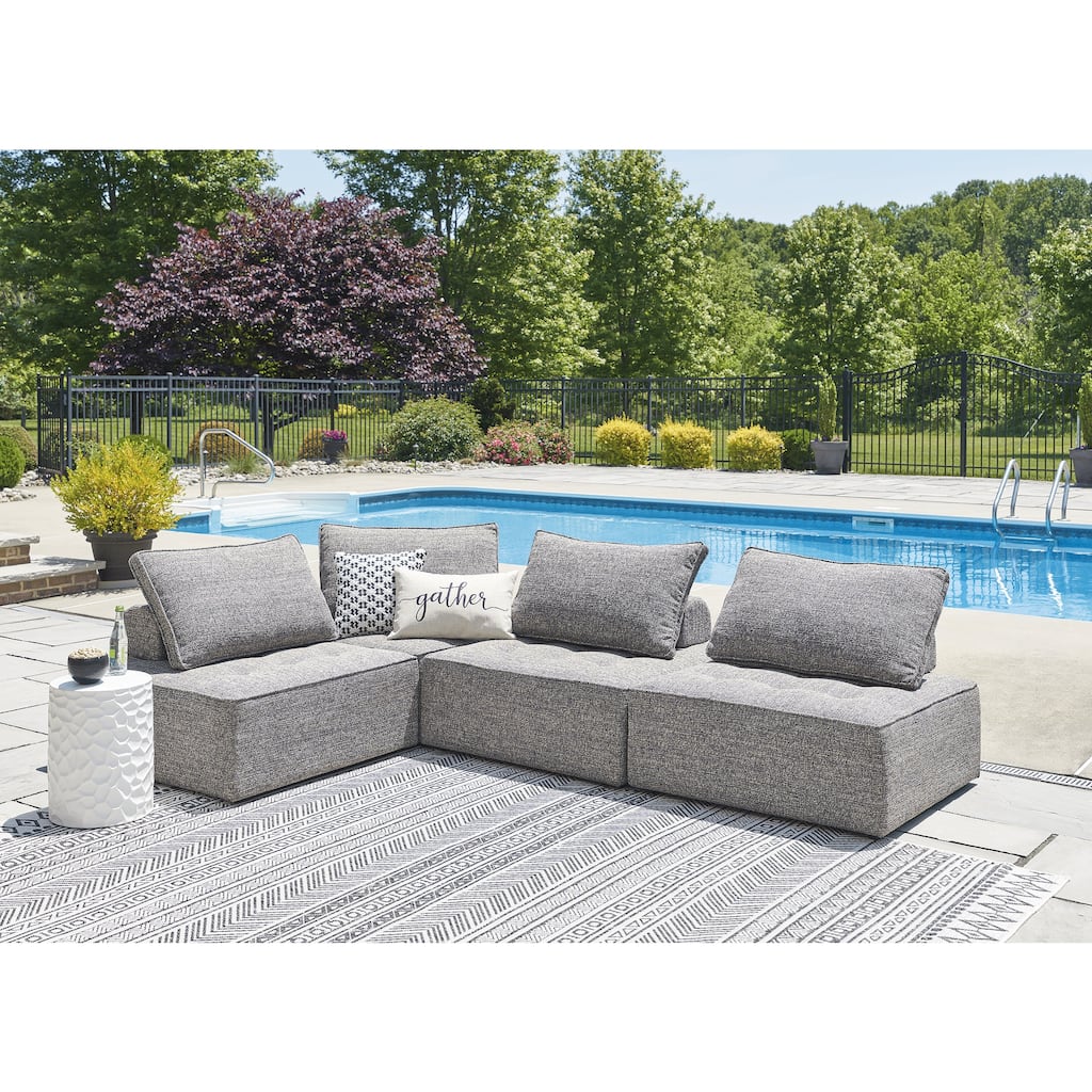 Signature Design by Ashley Bree Zee Gray 4-Piece Outdoor Sectional - 114" W x 38" D x 34" H