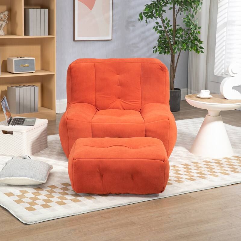 Fluffy Bean Bag Beanbag Chair with Memory Foam and Footrest