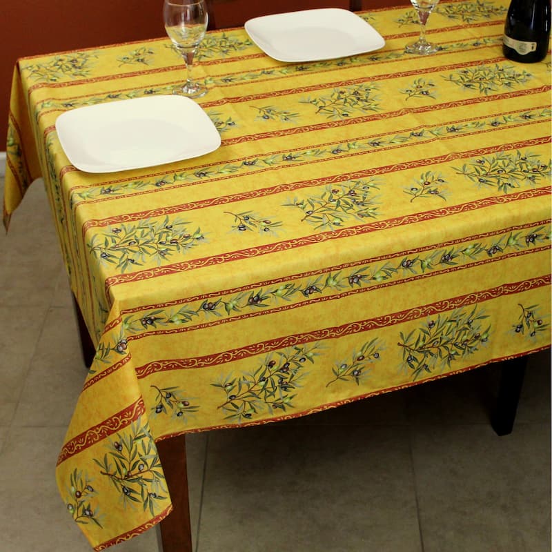 Wipeable Spill Resistant Provencal Cotton Cannes Collection Tablecloth