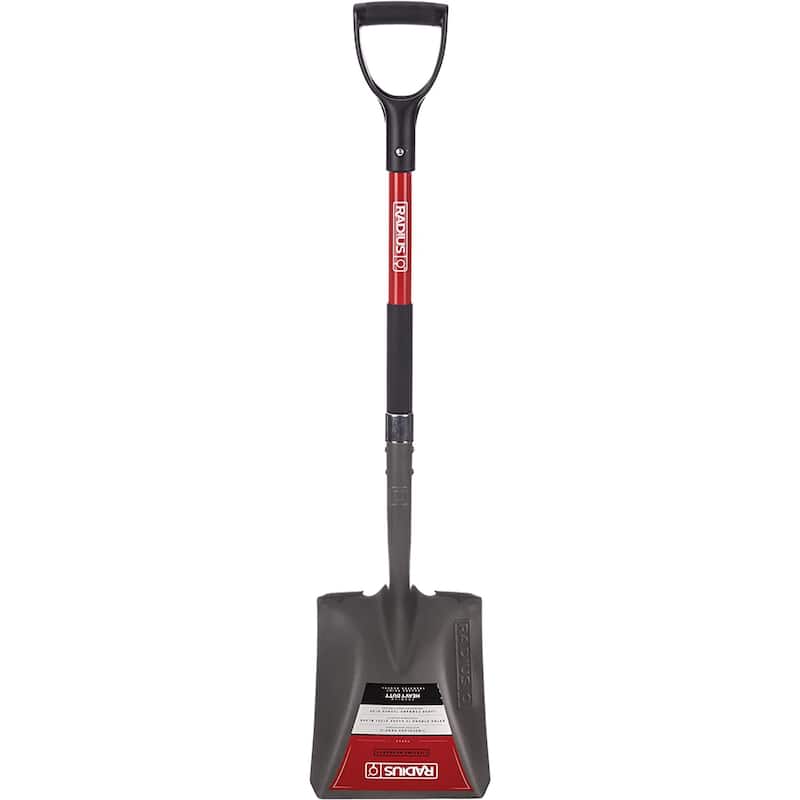 Radius Premium D-Handle Square-Point Shovel, Fiberglass Shaft - Black