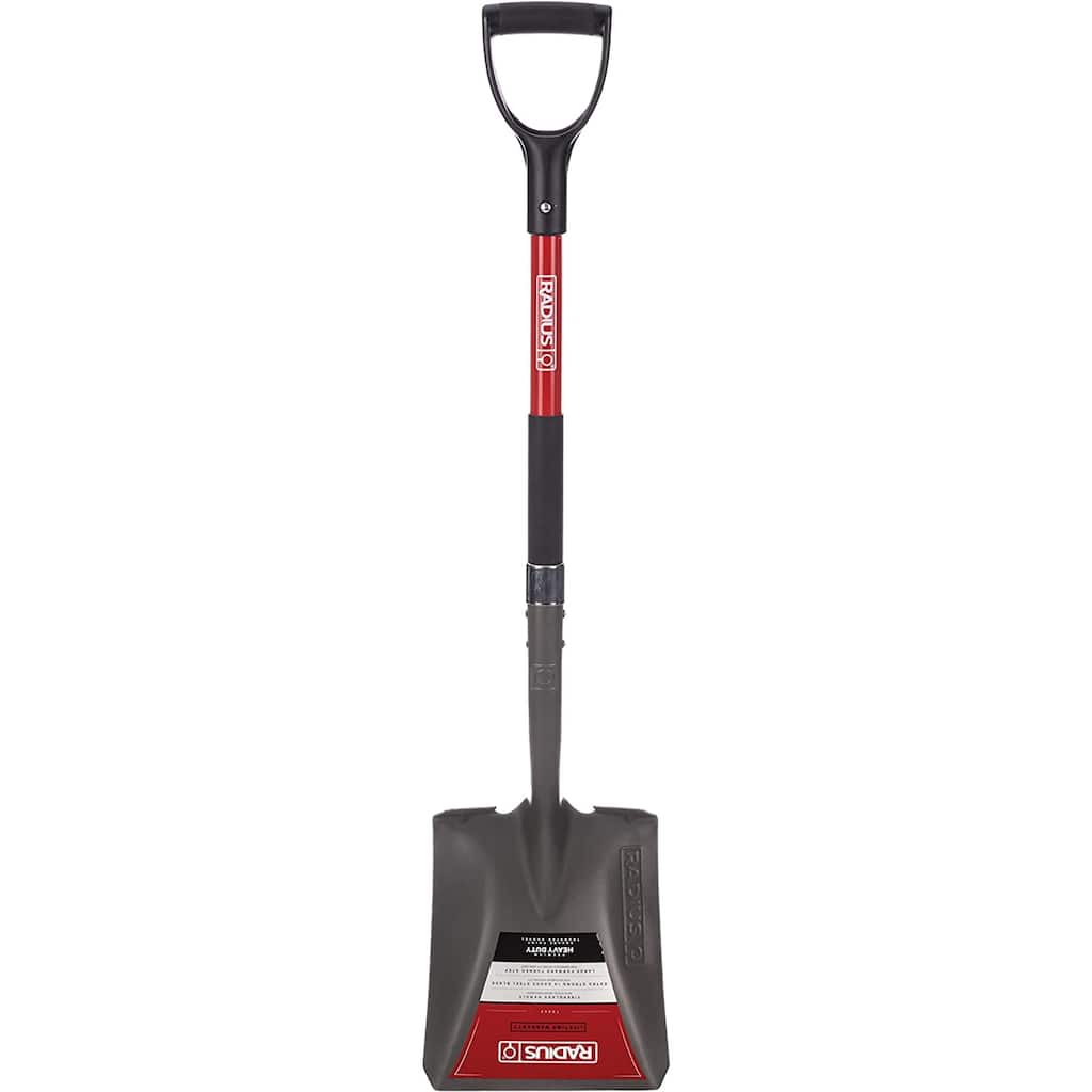 Radius Premium D-Handle Square-Point Shovel, Fiberglass Shaft