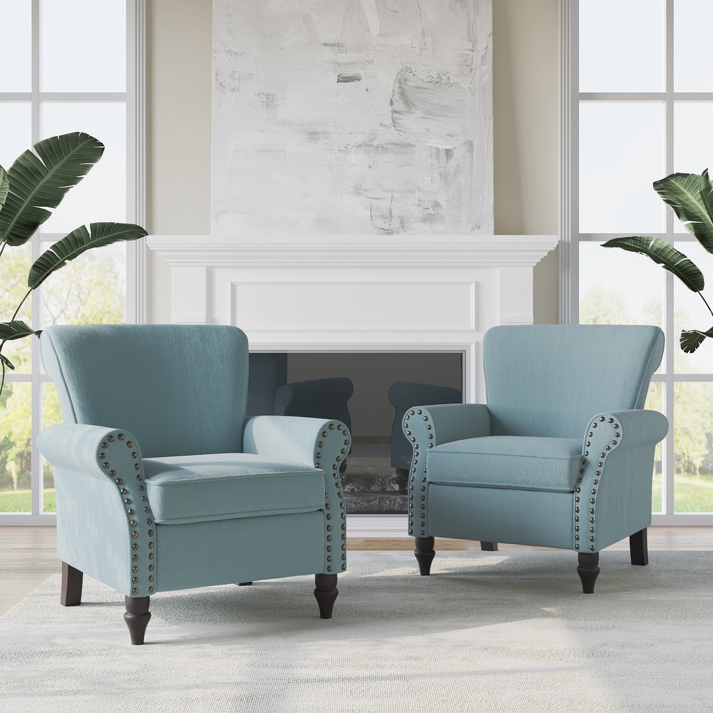 Mid-Century Modern Accent Chairs with Nailhead Trim