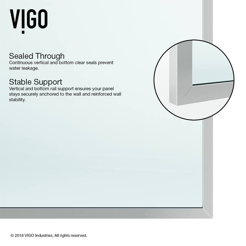 VIGO Zenith 34" W x 74" H Frameless Fixed Shower Screen