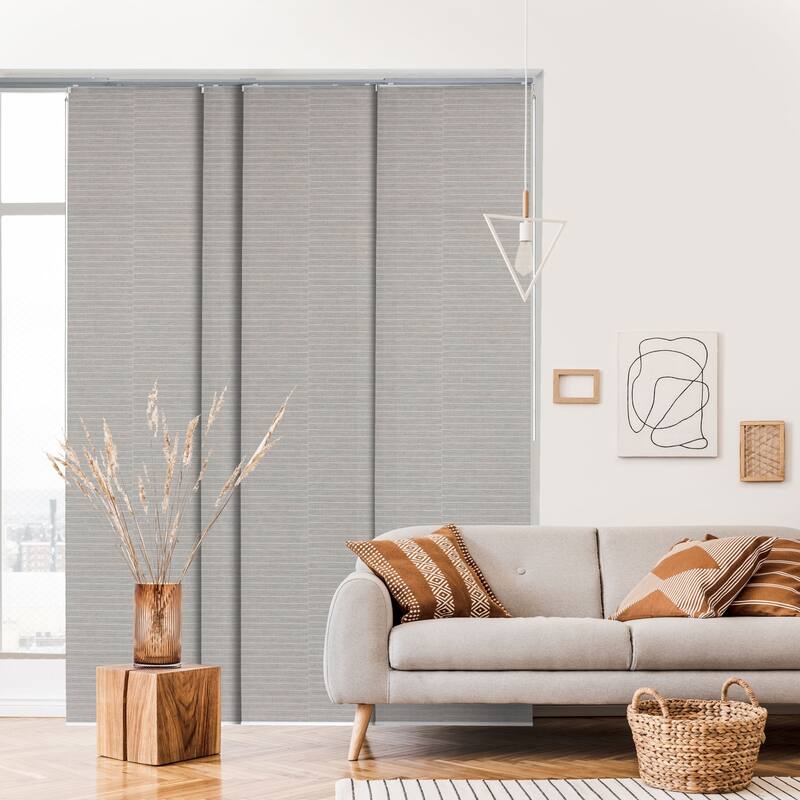 GoDear Design Natural Woven Adjustable Sliding Panel Track Blinds, Vertical Blinds, Timeless Series, 45.8"- 86" W x 96" L