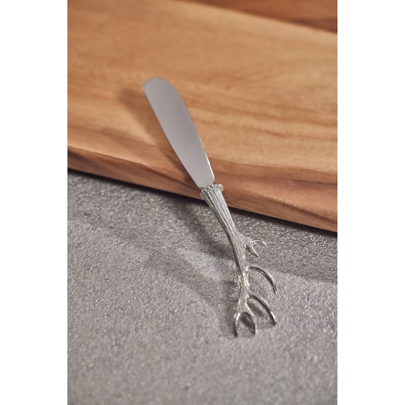 Malachi Antler Design Pewter Butter & Cheese Knife - Silver