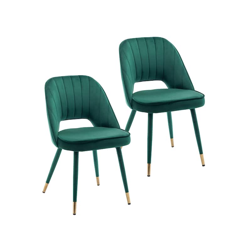 Porthos Home Orel Velvet Dining Chairs with Gold Trim, Set of 2 - Green
