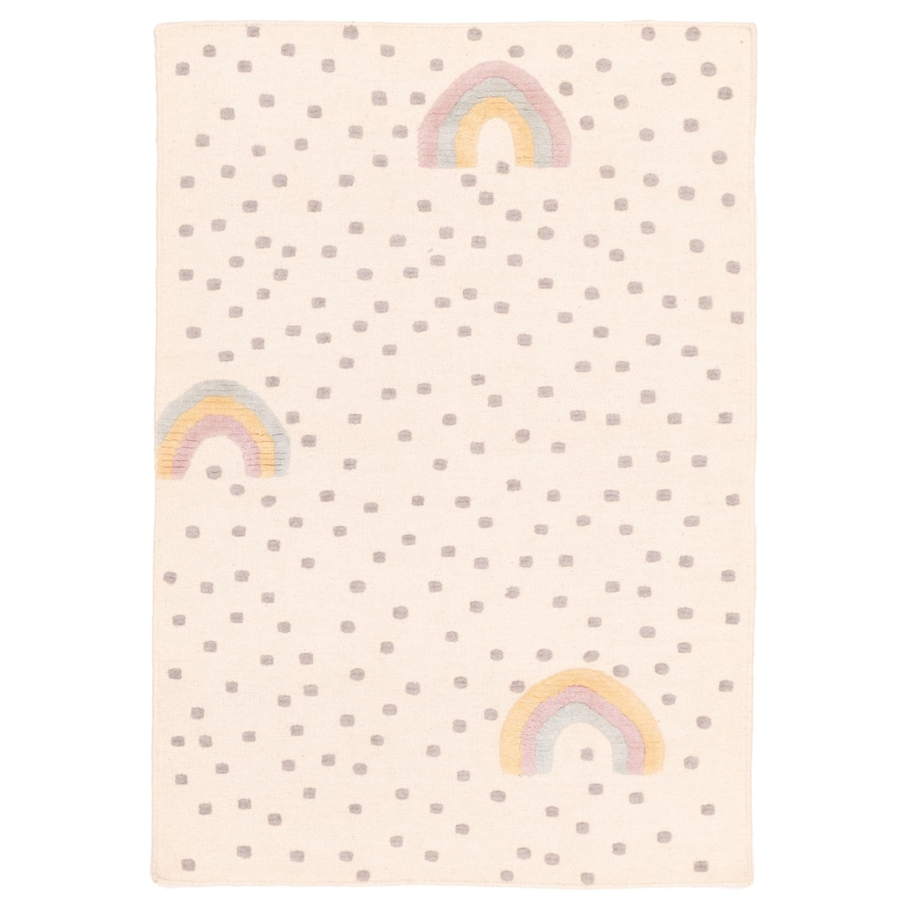 ECARPETGALLERY Flat-Weave Nevada Cream Wool Kilim - 4'0 x 5'9