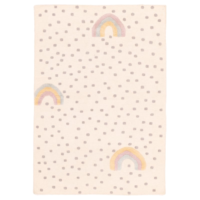 ECARPETGALLERY Flat-Weave Nevada Cream Wool Kilim - 4'0 x 5'9