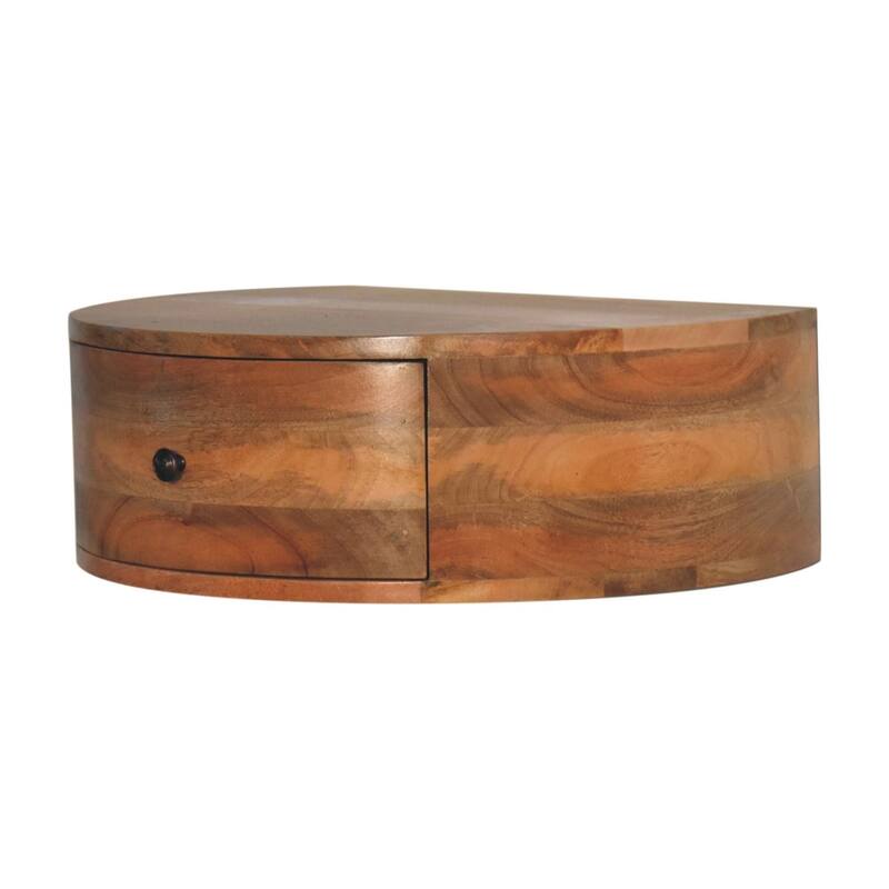 HomeRoots 22" Brown Solid Wood Round One Drawer Floating Nightstand