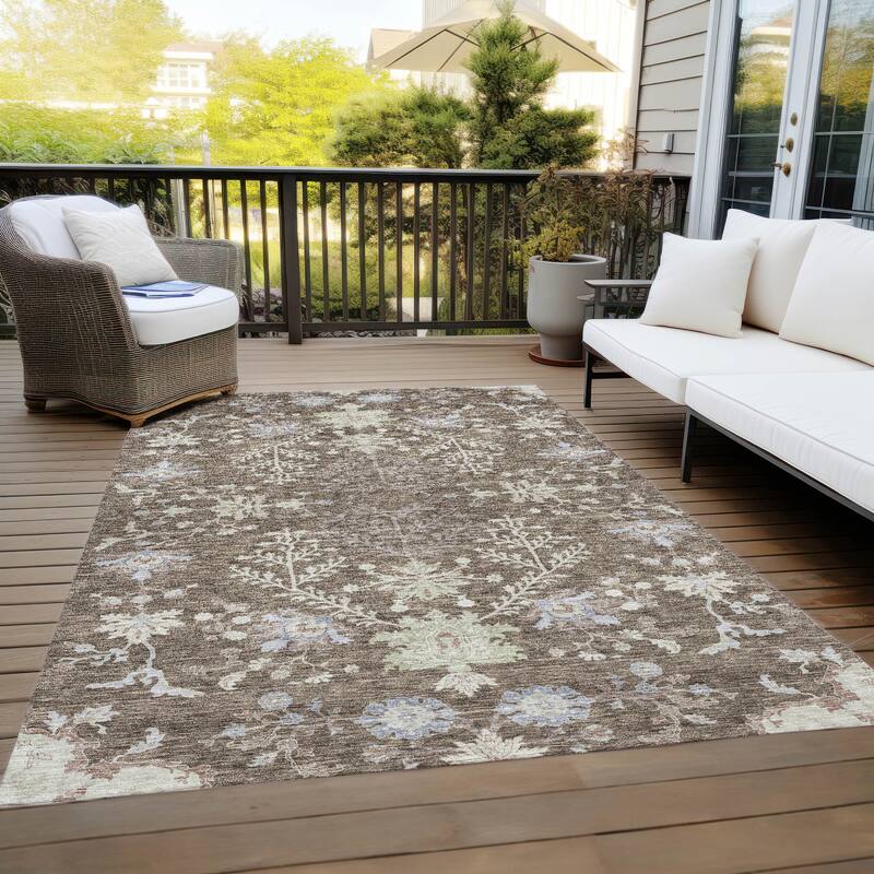 Machine Washable Indoor/ Outdoor Boho Traditional Chantille Rug