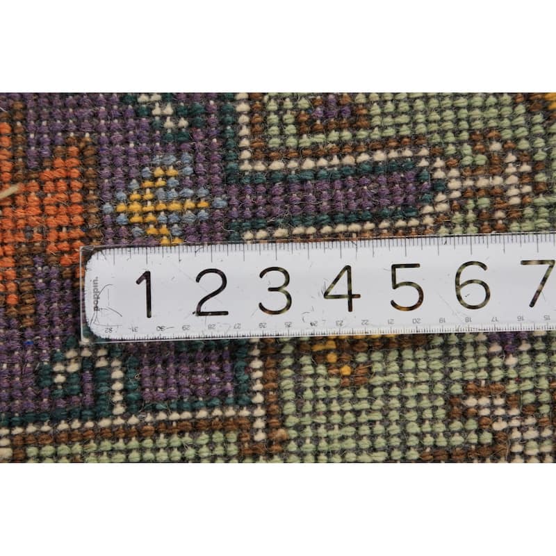 Light Green Khotan Indian Runner Rug Handmade Wool Carpet - 2'5"x 9'10"
