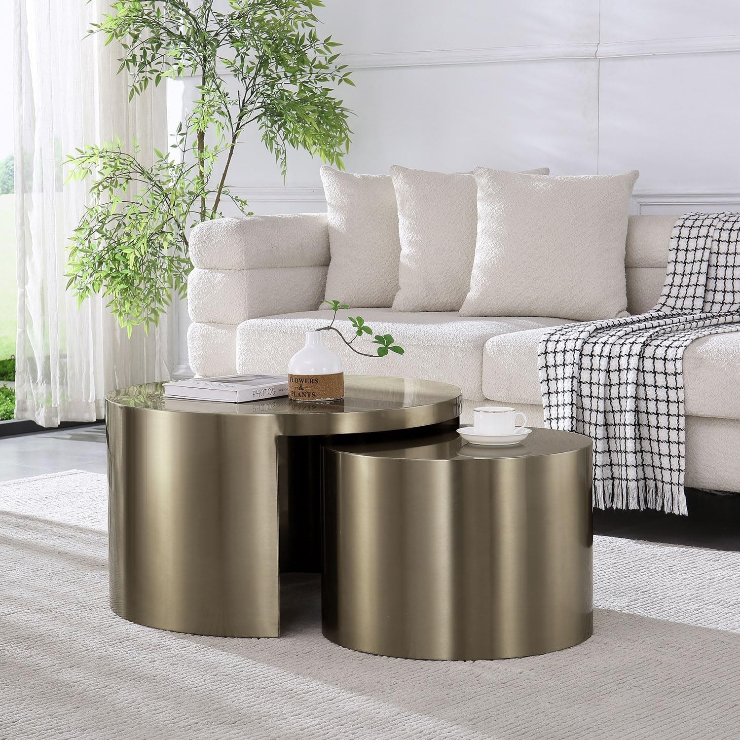 Round Nesting Coffee Table for Living Room Guest Hall Reception Room