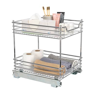 Household Essentials 2-Tier Steel Pull-OutStorage Organizer with Plastic Liners