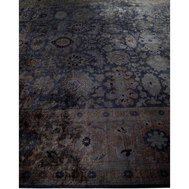 Overton Hand Knotted Wool Vintage Inspired Modern Contemporary Overdyed Gray Area Rug - 9' 1" x 11' 7"