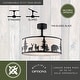 preview thumbnail 4 of 8, Acadia 20 in. Bronze Rustic Fandelier Ceiling Fan with Black Blades, LED Light Kit and Remote, Wildlife White Linen Drum Shade