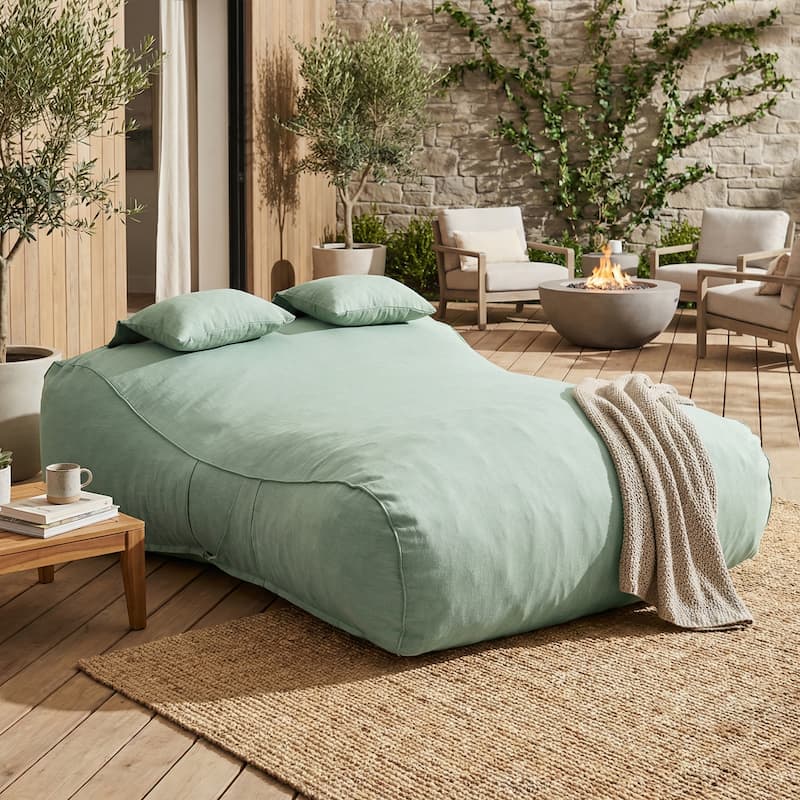 Christopher Knight Home - Lemoore Casual Outdoor Upholstered Bean Bag Daybed - Mint