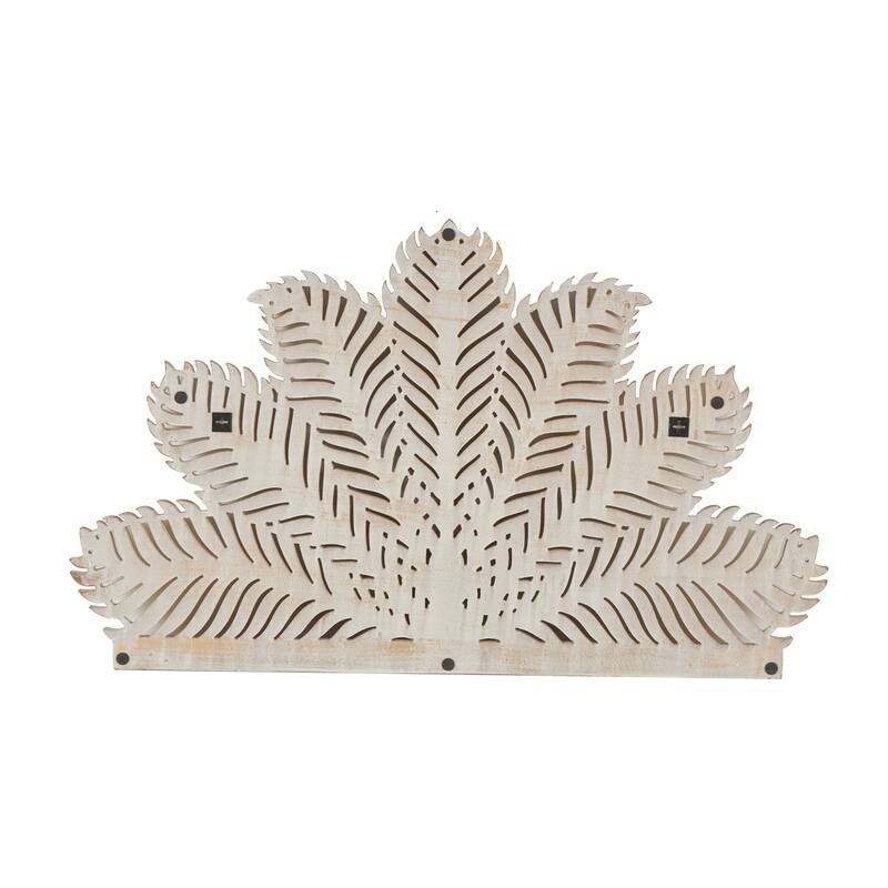 Wooden Palm Tree Leaf Panel Wall Decor with White Accents - Gold - Roche River Decor