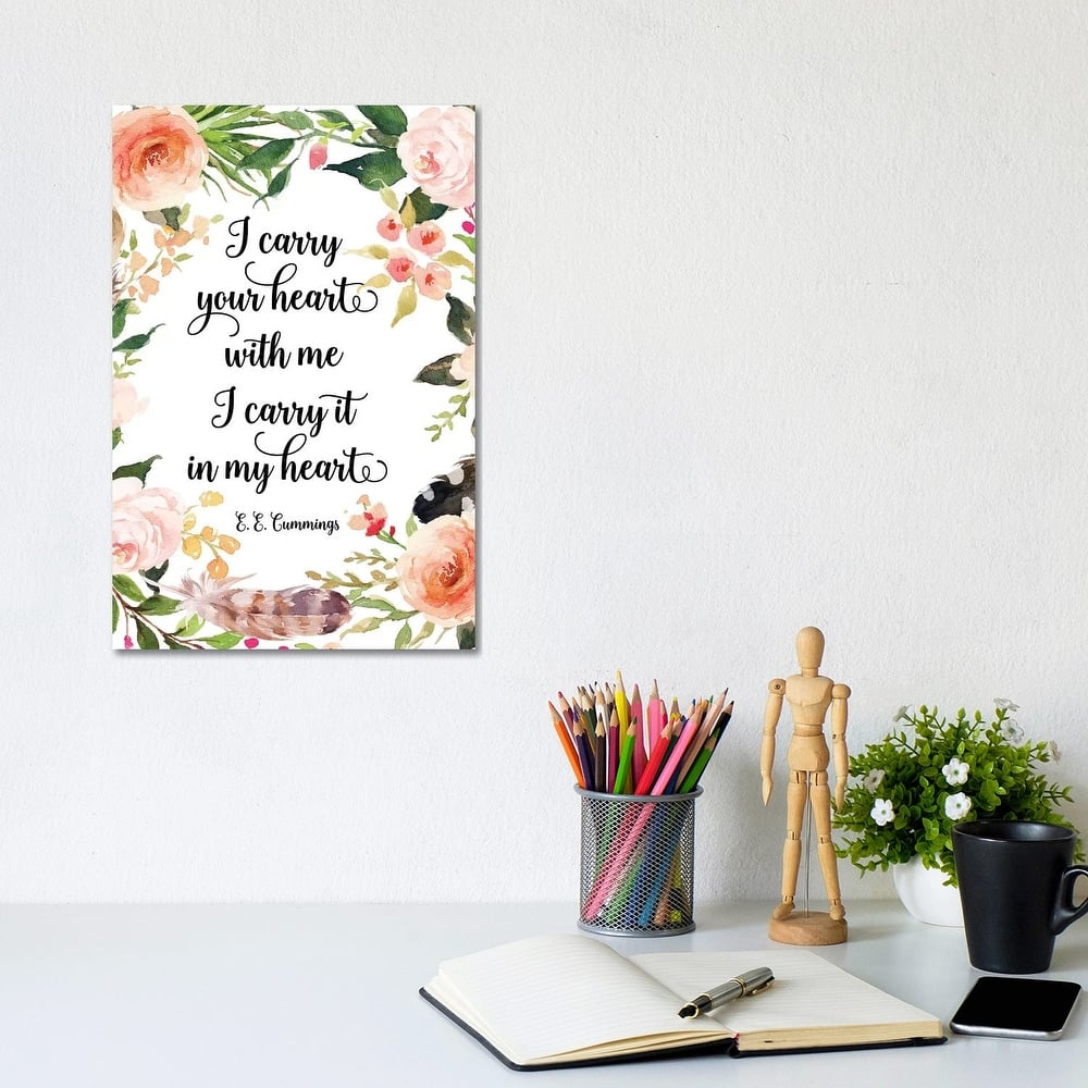 iCanvas "I Carry Your Heart With Me, I Carry It In My Heart. - E. E. Cummings" by Eden Printables Canvas Print