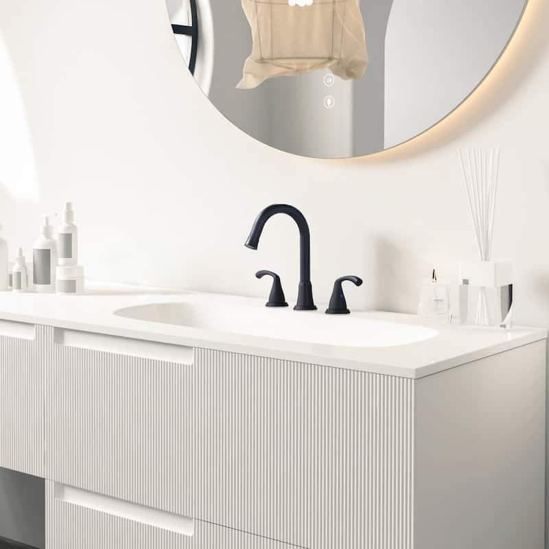 WOWOW 3-Hole Widespread Double Handle Bathroom Faucet