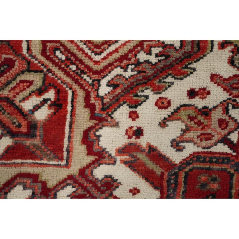 Hand Knotted Oriental 100% Wool Carpet Traditional Medallion Red Heriz Area Rug - 10' 8'' X 7' 11''