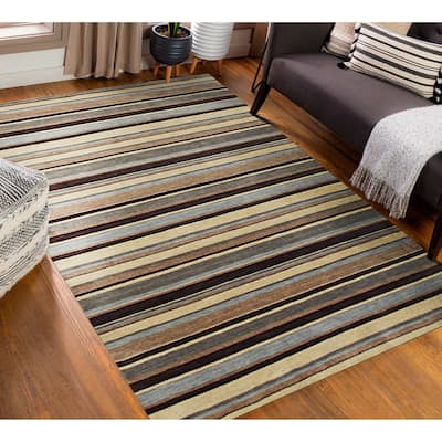 Multicolored Transitional Stripe Lori Toni Area Rug - Colorful and Modern Design - 5' x 8'