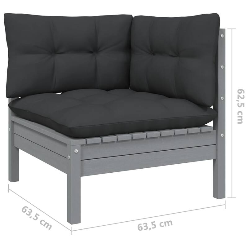vidaXL Solid Pinewood Patio Lounge Set 7 Piece with Cushions Multi Colors