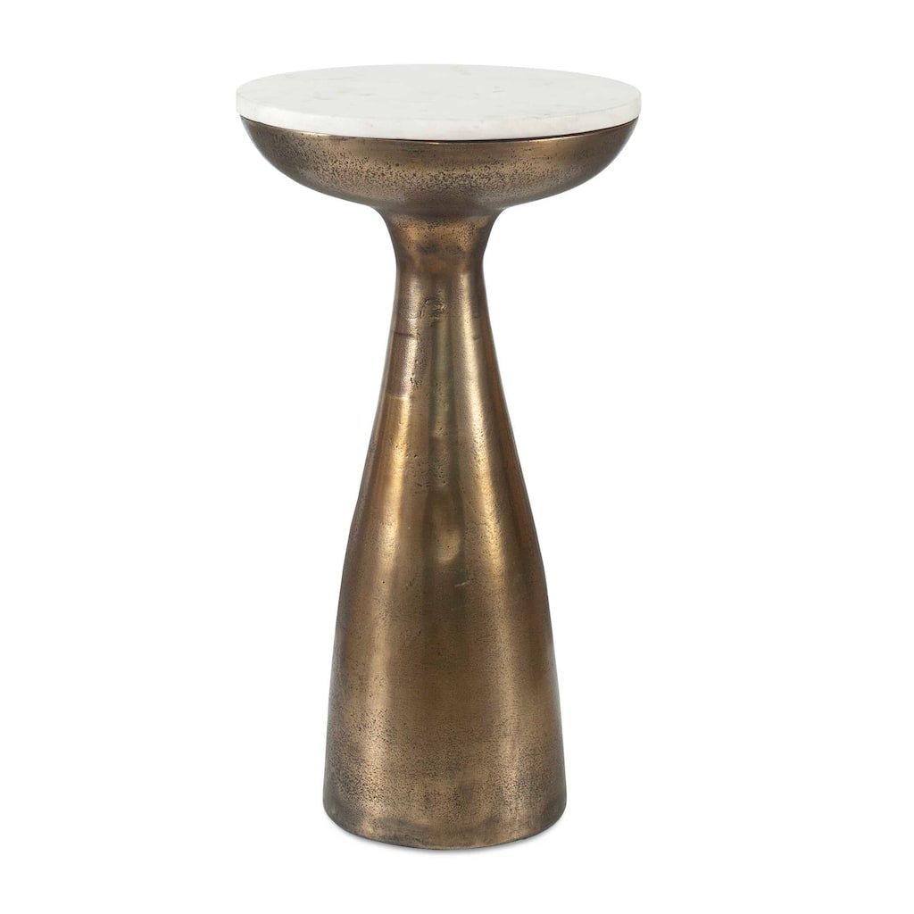 Uttermost Torin Marble & Brass Drink Table - 12"W x 12"D x 22"H