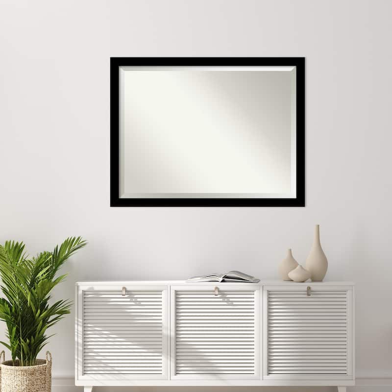 Basic Narrow Beveled Wood Framed Wall Mirror