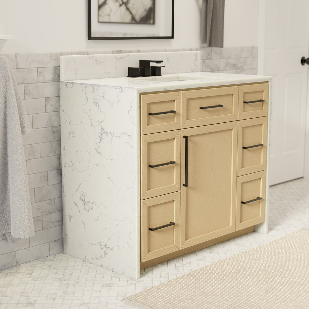 KitchenBathCollection Palisade 42" Waterfall Vanity with Engineered Marble Top