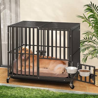 Escape Proof Dog Cage Kennel with Lockable Wheels