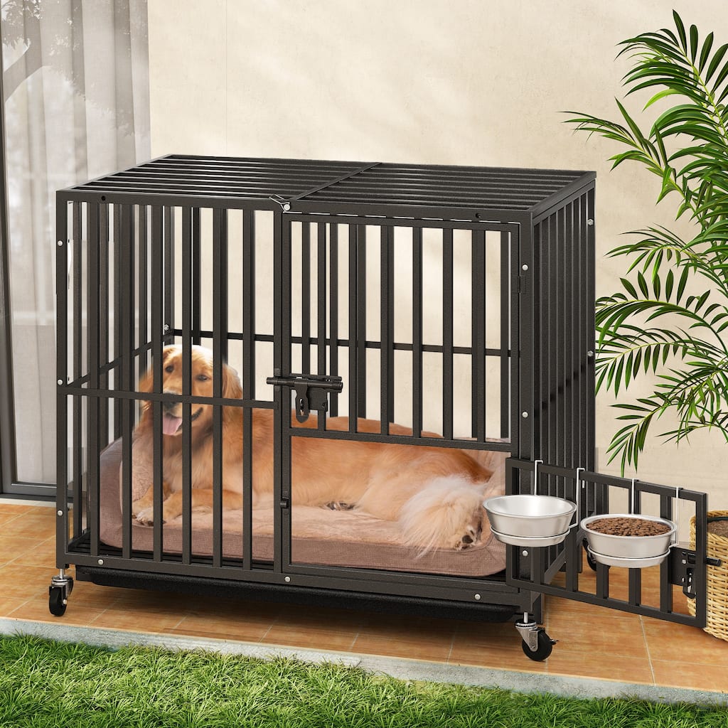 Escape Proof Dog Cage Kennel with Lockable Wheels