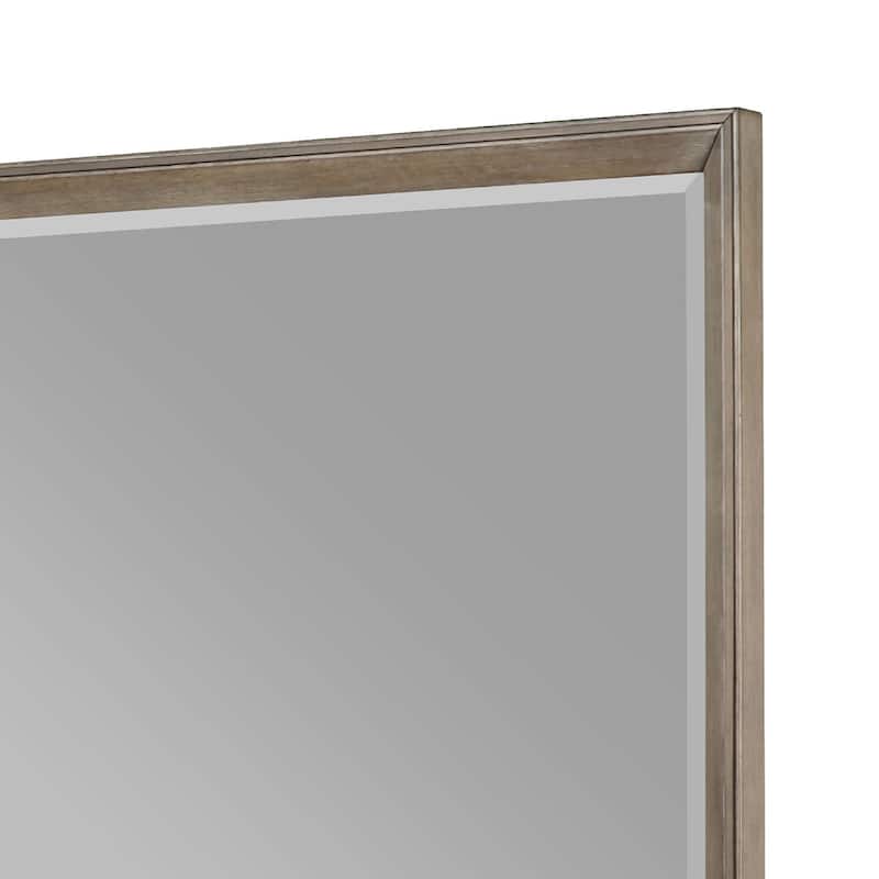 Lyni Dresser Mirror, Washed Oak Gray Wood Frame, Rectangular 40 Inch - Oak Gray, Brass