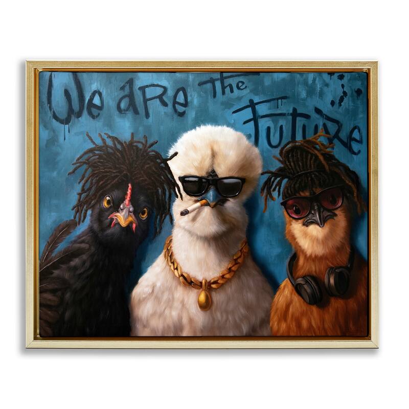 Stupell We Are The Future Birds Framed Floater Canvas Wall Art Design By Lucia Heffernan - 21 x 17 - Gold