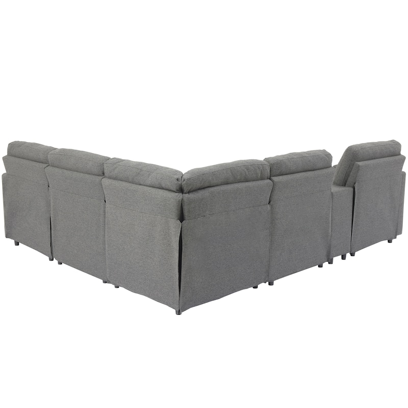 Roomfitters Power Recliner Corner Sofa with Storage Box, Cup Holders, USB Ports, and Power Socket, Perfect for Home Theater